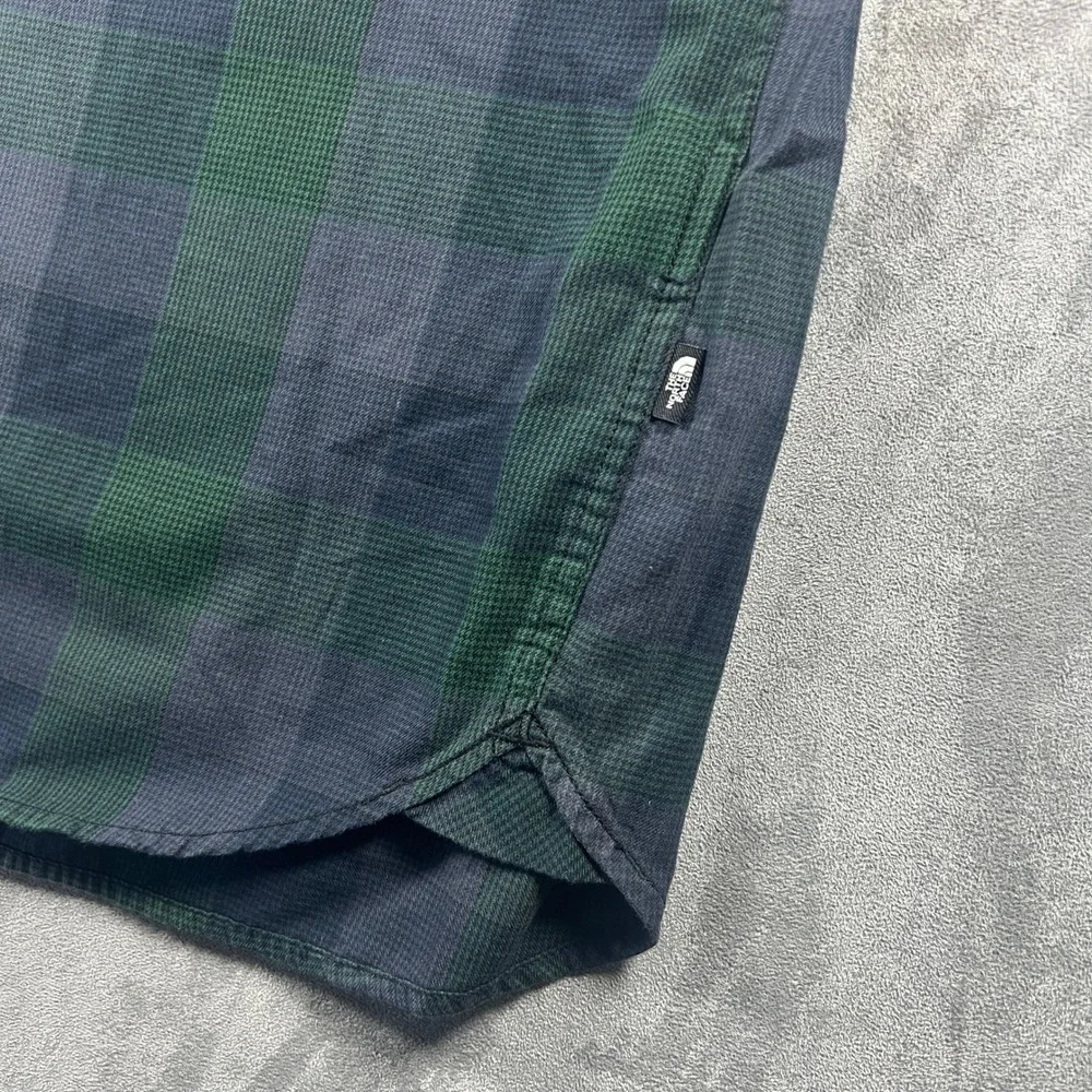 The North Face Flannel Shirt Mens XL Green Blue Plaid Long Sleeve Button Up